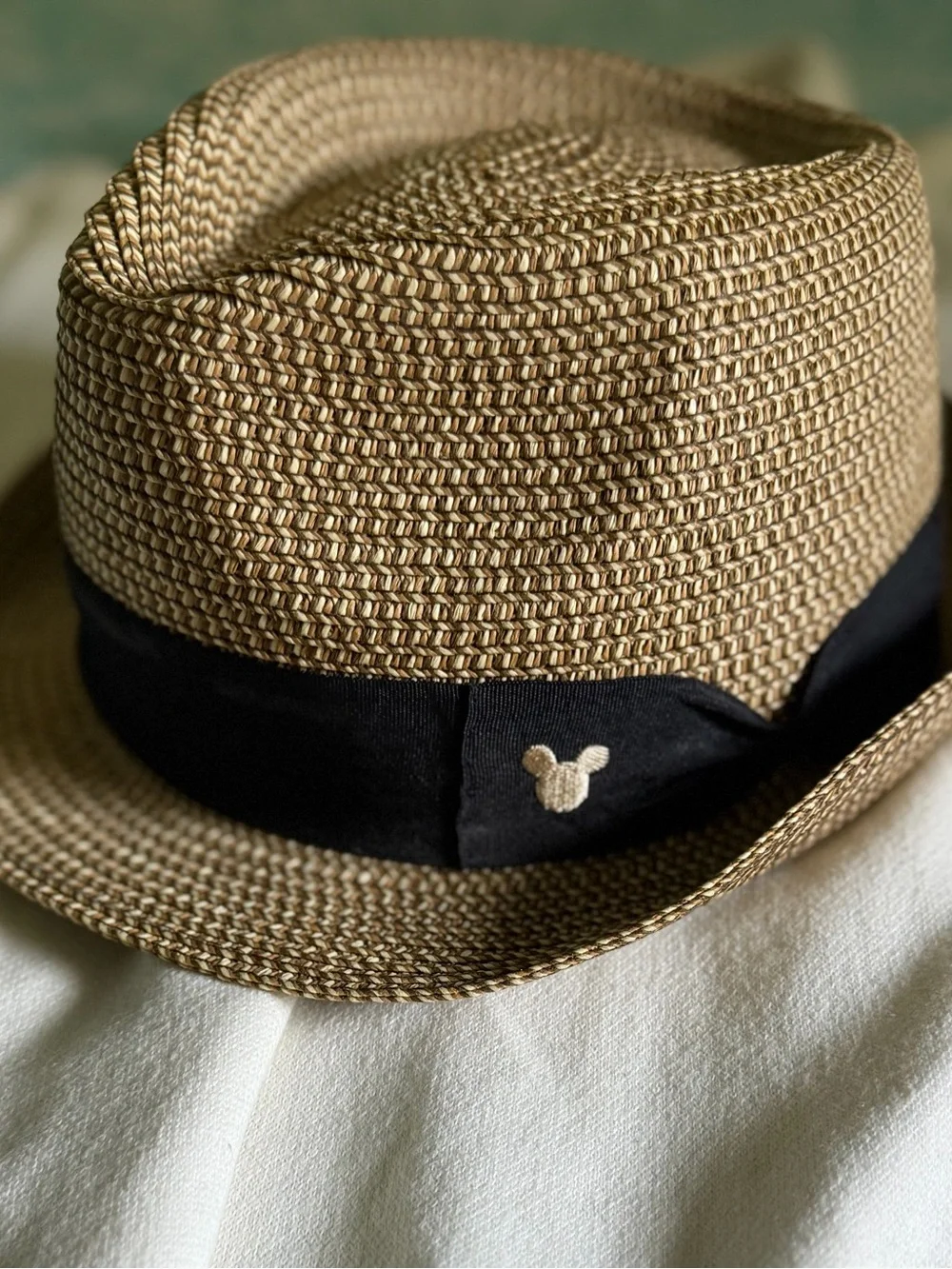 Men's Straw Fedora Hat with Black Band - Tan